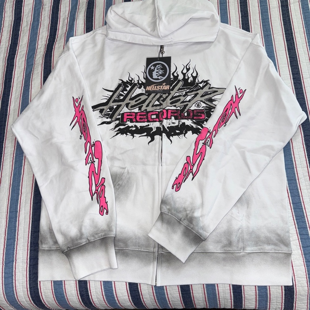 Hellstar Records White and Pink Hoodie